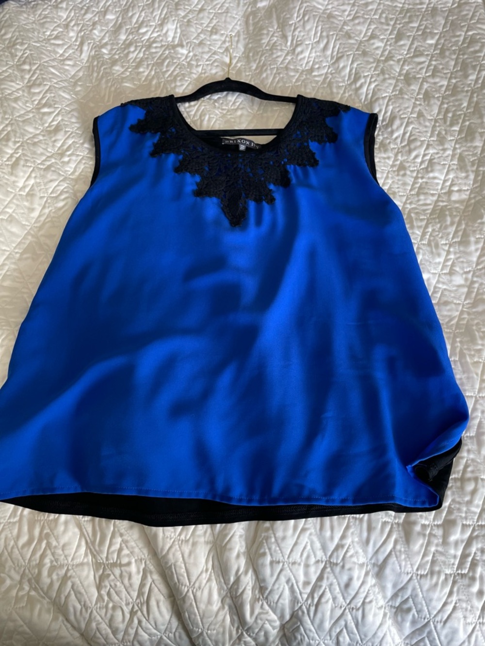 Brixon Ivy Willard Lace Overlay Blouse - Cobalt Blue-Size XXL